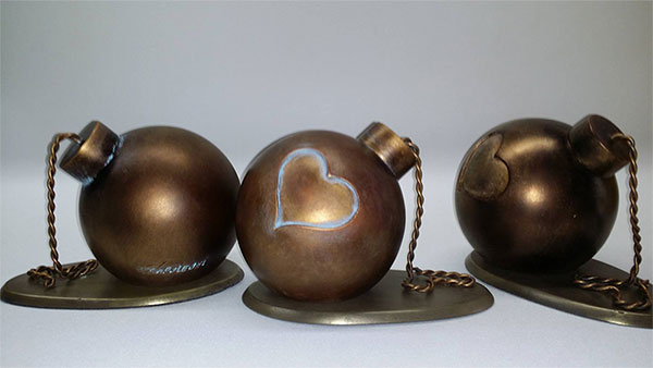 Three Bronze Christmas Balls